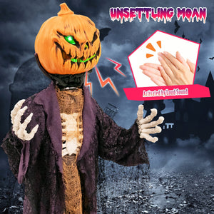 5.6 Feet Halloween Animated Standing Pumpkin Scarecrow — view 7