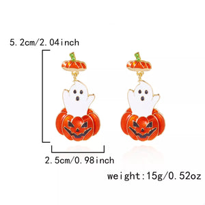 Halloween Ghost Pumpkin Dangle Earrings — view 6
