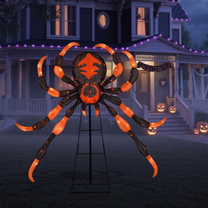 52 Inch Halloween Spider Decoration with 16 Flickering Warm White LEDs — view 1