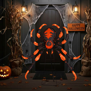 52 Inch Halloween Spider Decoration with 16 Flickering Warm White LEDs — view 5