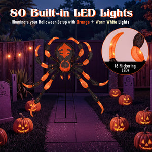 52 Inch Halloween Spider Decoration with 16 Flickering Warm White LEDs — view 7