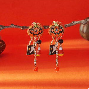 Halloween Pumpkin Drop Earrings — view 3