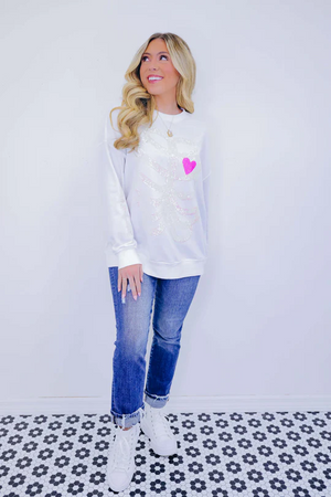 Women's Halloween Sequin Skeleton Crewneck Sweatshirt — view 7