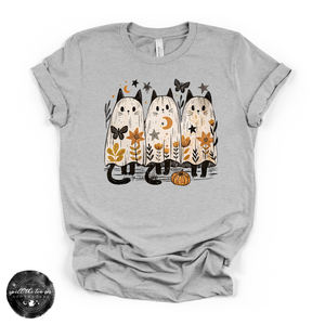 Ghost Cat Trio Tee | Cute Halloween Black Cat Graphic T-Shirt — view 2
