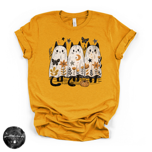 Ghost Cat Trio Tee | Cute Halloween Black Cat Graphic T-Shirt — view 3