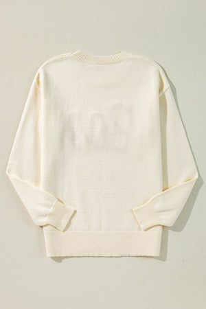 Halloween Boo Drop Shoulder Ribbed Trim Sweater — view 3