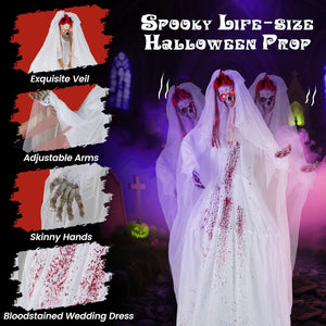 Halloween Animatronic Standing Bride 7.2 FT Haunted House Decoration — view 7