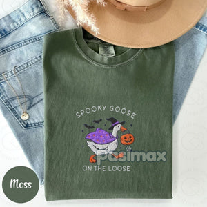 The Ghostly Goose Embroidered Comfort Colors® T-Shirt – Quirky Halloween Goose Tee — view 5