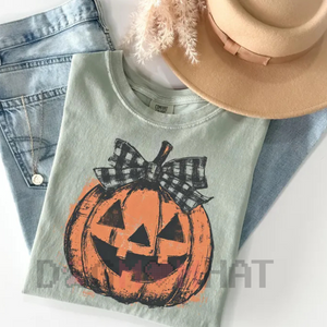 Comfort Colors® Jack o' Lantern Shirt – Preppy Coquette Halloween T-Shirt, Women's Pumpkin Bow Tee — view 5