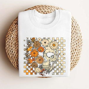 Skull and Flowers T-Shirt - Vintage Halloween Graphic Tee, Retro Oversized Streetwear Shirt — view 5