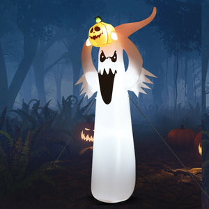 6 Feet Halloween Inflatable Blow Up Ghost with Pumpkin and LED Lights — view 2