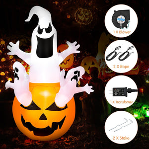 6 Feet Pumpkin-Halloween Blow Up Yard Decorations with Build-in LED Light — view 6