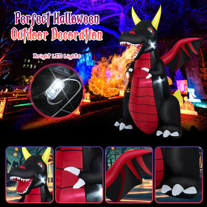 8 Feet Halloween Inflatable Fire Dragon Decoration with LED Lights — view 3