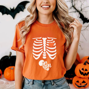 Skeleton Halloween Maternity T-Shirt - Funny Pregnancy Announcement Tee, Spooky Baby Reveal — view 5