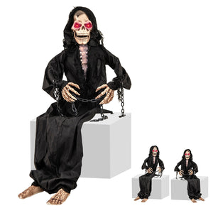 5 Feet Animated Halloween Sitting Reaper with Voice Greetings — view 3