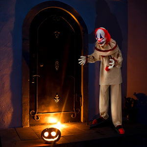 5 FT Grins Animatronic Killer Clown Halloween Decoration with Glowing Red Eyes — view 2
