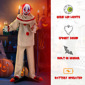 5 FT Grins Animatronic Killer Clown Halloween Decoration with Glowing Red Eyes — view 6