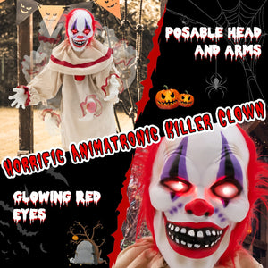 5 FT Grins Animatronic Killer Clown Halloween Decoration with Glowing Red Eyes — view 7