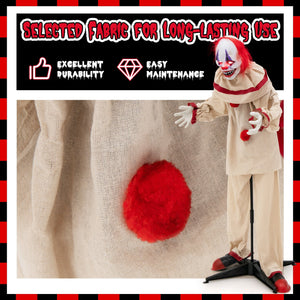 5 FT Grins Animatronic Killer Clown Halloween Decoration with Glowing Red Eyes — view 8