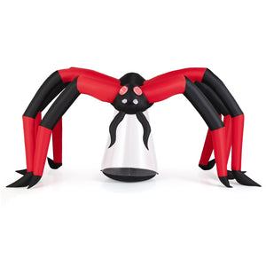 Halloween Inflatable Spider Blow Up Yard Scary Spider with Red Tunnel Light Eyes — view 3