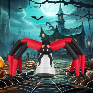 Halloween Inflatable Spider Blow Up Yard Scary Spider with Red Tunnel Light Eyes — view 1