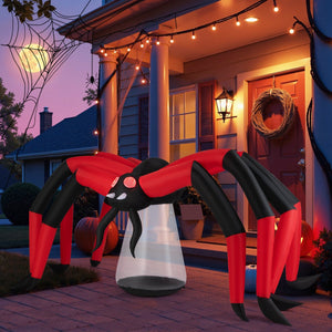 Halloween Inflatable Spider Blow Up Yard Scary Spider with Red Tunnel Light Eyes — view 2