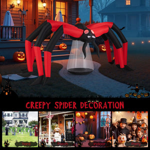 Halloween Inflatable Spider Blow Up Yard Scary Spider with Red Tunnel Light Eyes — view 7