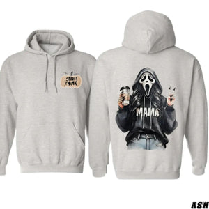 Spooky Mama Coffee Ghost Hoodie – Cozy Unisex Pullover for Moms, Fun Halloween Design, Perfect for Fall, Pumpkin Patch & Trick or Treating — view 5