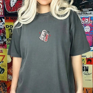 Embroidered Spooky Drink Comfort Colors T-Shirt – Halloween Barista Style Tee — view 3