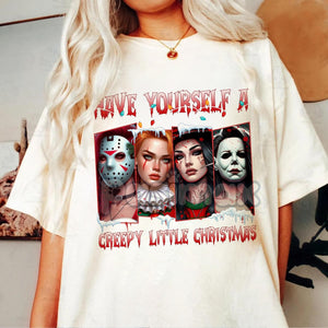Merry Creepmas T-Shirt - Christmas Halloween Movies Characters Tee, Chibi Movie Characters Shirt — view 5