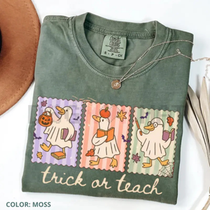 Funny Teacher Goose Halloween Comfort Colors Shirt – "Trick or Teach" Cute Ghost Tee, Elementary Teacher Humor Gift, Unisex — view 5