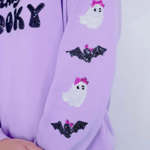 Sequin Skeleton Halloween Sweatshirt for Women – Spooky Casual Crew Neck Pullover, Long Sleeve Fall Streetwear — view 5