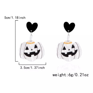Halloween Pumpkin Heart Drop Earrings — view 4