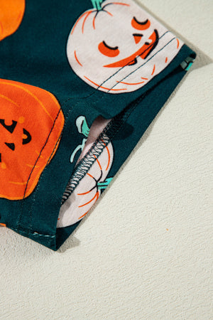 Orange Halloween Pattern Short Sleeve Shirt Pajama Set — view 19