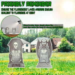 6-Pieces: Glow in the Dark Halloween Yard Sign Decorations with 12 Stakes — view 5