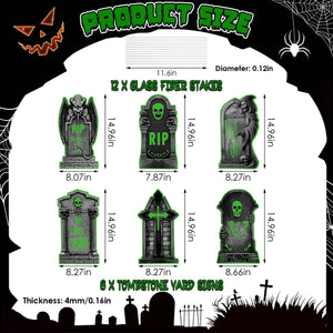 6-Pieces: Glow in the Dark Halloween Yard Sign Decorations with 12 Stakes — view 11