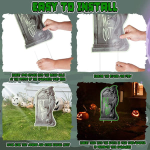 6-Pieces: Glow in the Dark Halloween Yard Sign Decorations with 12 Stakes — view 6