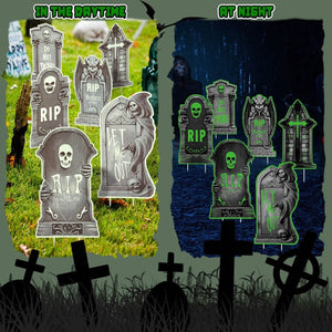 6-Pieces: Glow in the Dark Halloween Yard Sign Decorations with 12 Stakes — view 9