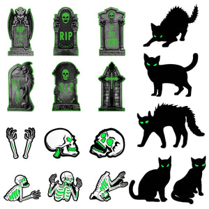 6-Pieces: Glow in the Dark Halloween Yard Sign Decorations with 12 Stakes — view 1