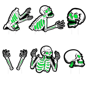 6-Pieces: Glow in the Dark Halloween Yard Sign Decorations with 12 Stakes — view 3