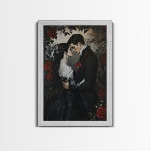 Dark Romance Painting Print, Victorian Gothic Wall Art, Halloween Decor, Gift Idea For Goth Couples, Goth Decor, Goth Wall Art, Dark Academia — view 6
