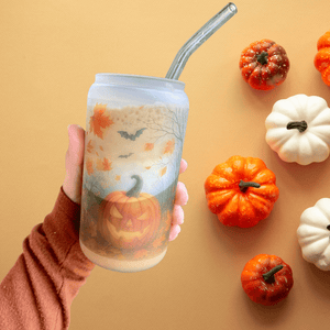 Halloween Frosted Pumpkin Iced Coffee Cup – Fall Glass Tumbler Gift — view 4