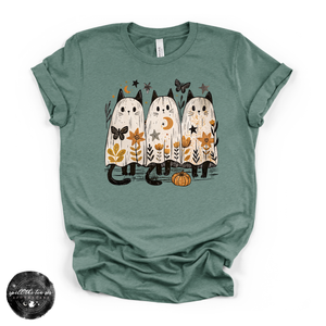Ghost Cat Trio Tee | Cute Halloween Black Cat Graphic T-Shirt — view 4
