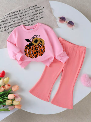 Children's Halloween Graphic Sweatshirt and Flare Pants Set — view 5