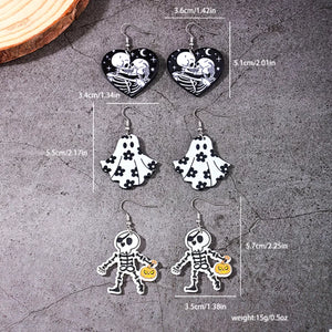 3 Pair Halloween Themed Acrylic Dangle Earrings — view 6