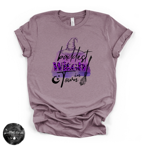 Baddest Witch in Town Tee | Funny Witchy Halloween Graphic T-Shirt — view 1