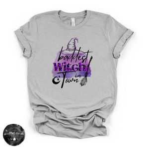 Baddest Witch in Town Tee | Funny Witchy Halloween Graphic T-Shirt — view 2