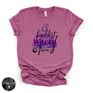 Baddest Witch in Town Tee | Funny Witchy Halloween Graphic T-Shirt — view 3