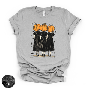 Pumpkin Heads Tee | Vintage Halloween Pumpkin People Graphic T-Shirt — view 2