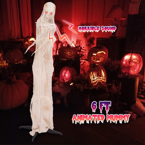 6FT Halloween Animated Standing Mummy with LED Red Glowing Eyes — view 7